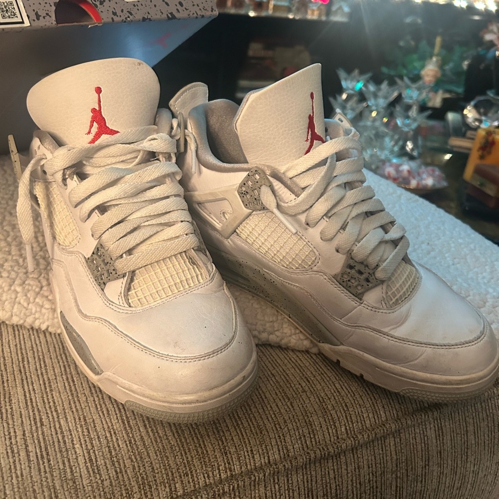 White and Red Air Jordan Sneakers